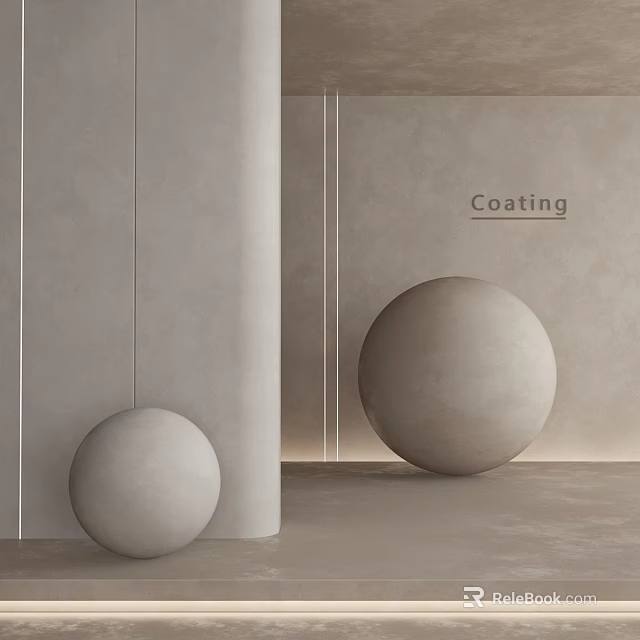 Coating Material Showcase With Spheres And Concrete Columns In Modern Interior 3d model