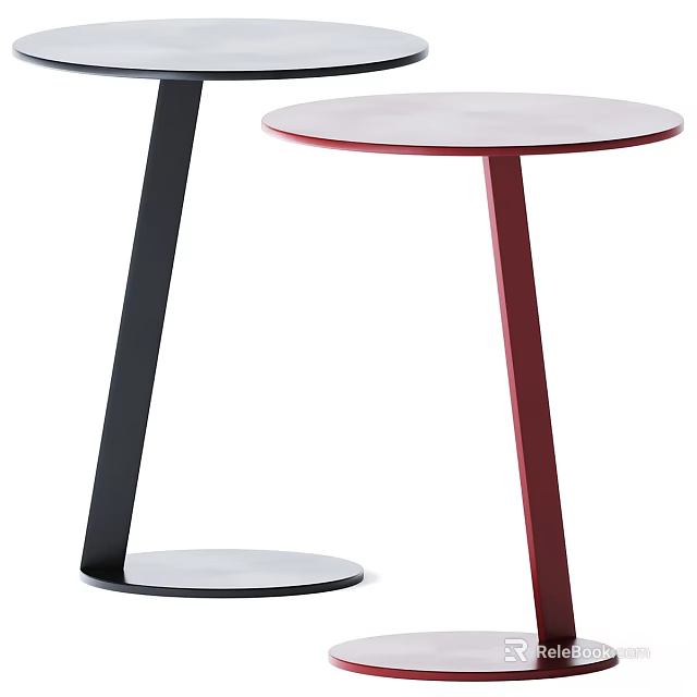 Modern Round Dining Table With White Tabletop And Black Red Metal Legs Design 3d model