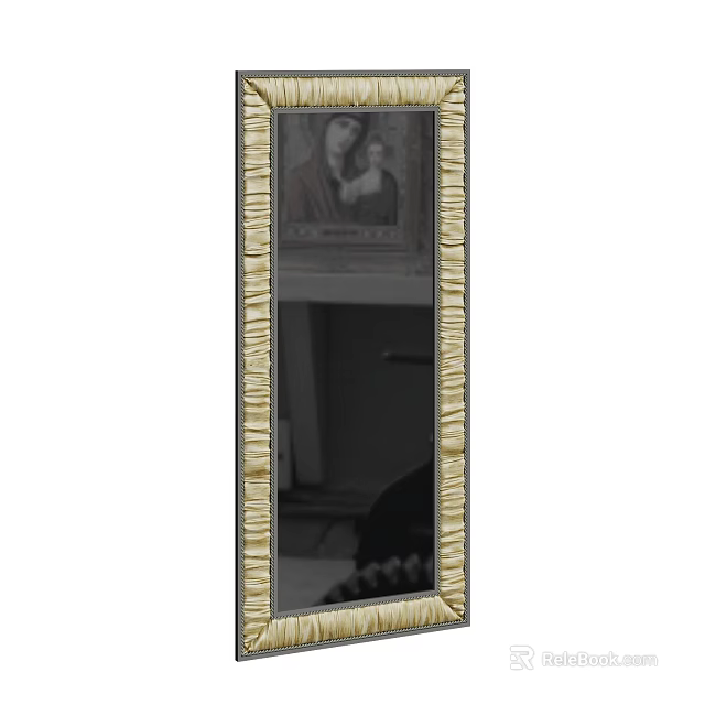 Decorative Wall Mirror With Fringed Frame Design For Home Interior Decoration 3d model 