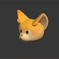 Cute Cartoon Fox Head With Orange Yellow Gradient And Big Ears Design