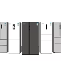 Various Styles And Colors Of Modern Refrigerators Displayed Side By Side