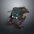 Sci-Fi Robotic Creature With Four Legs Armored Body And Cannon Weapon 3d model
