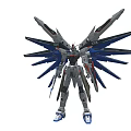 Detailed Mechanical Robot Model With Blue White Wings And Armor Design