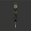 Futuristic Sci Fi Weapon With Green Yellow Design And Sickle Blade 3d model