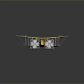 Vintage Yellow Biplane Model Featuring Open Framework And Roundel Markings On Wings
