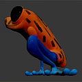 Vibrant Frog Character Design Red Black Body Blue Limbs Large Eyes With Reflection Dark Background