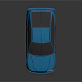 Blue Hatchback Car With Black Roof White Headlights And Gold Wheels