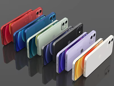 Various Colored Smartphones Displayed In Array With Camera Modules And Modern Design 3d model