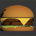 Cartoon Burger with Angry Face Lettuce Cheese and Patty Fresh Tasty Fast Food