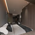 Modern Hotel Room Interior With Sofa Bed Round Table And Ambient Lighting
