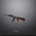 Military Assault Rifle With Wooden Stock Red Grip And Metal Components