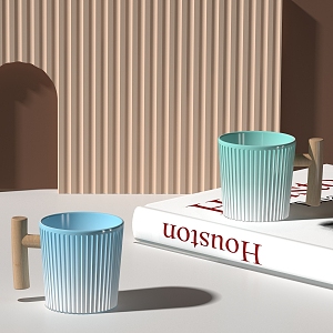 Blue striped mug 3d model