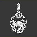 Ornate Silver Hardware Tools Pendant Featuring Intricate Leaf And Floral Patterns