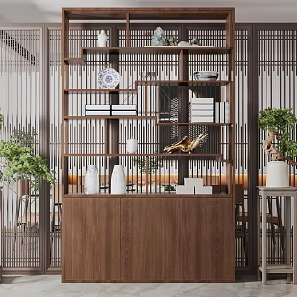 New Chinese-style Storage Rack Storage Rack Partition 3d model