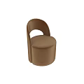 Brown Velvet Single Sofa With Curved Backrest And Round Seat Design