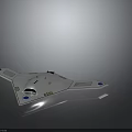 Futuristic Triangular Aircraft With Silver Surface Blue Dots And Yellow Markings