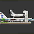 NASA Space Shuttle Launch Tower with Green Vegetation and Red Markers
