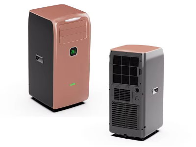 Sleek Design Portable Air Conditioner Fans In Rose Gold And Gray Colors 3d model