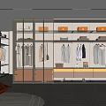 Modern Walk in Closet Interior Design With Glass Door Wardrobes Hanging Clothes And Drawers
