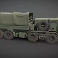 Green Military Truck With Canvas Covered Cargo Bed And Six Wheels