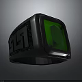 Stylish Black Ring With Square Green Gemstone And Modern Design Elements 3d model