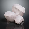 Three White Natural Stones Placed On Black Reflective Surface For Decorative Use
