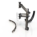 Sturdy Industrial Mechanical Arm Support With Black Cables And Curved Metal Parts