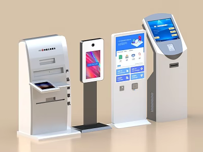 Smart Self Service Kiosks Featuring Touchscreen Displays and Interactive Service Interfaces 3d model