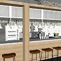 Gong Cha Milk Tea Shop Interior With Modern Counter Wooden Stools And Decorative Pendant Lights