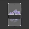 Foldable Smartphone Design Unfolded With Purple Flower Display On Screen