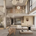 Loft Style Living Room With Modern Design And Cozy Furnishings