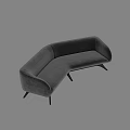 Modern Gray Velvet Curved Sofa With Slim Legs In Living Room Interior