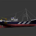 3D Rendered Fishing Ship With Colorful Hull And Deck Equipment