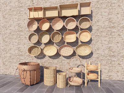 Industrial Weaving Equipment Producing Various Woven Baskets Containers and Storage Units 3d model
