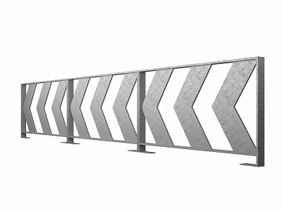 Metal Safety Fence with Gray and White Arrow Pattern Design Structure 3d model
