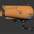 Military Warship Equipped With Orange Deepsea Challenger Submersible And Robotic Legs