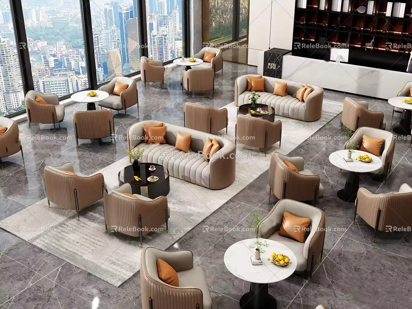Modern Cafe Sofa Combination 3d model