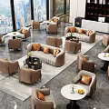 Modern Cafe Sofa Combination 3d model