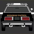 Vintage Black and White Police Sedan With Emergency Lights and Side Markings