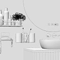 Modern Bathroom Interior With Wall Cabinets Mirror Shelves Teal Sink And Toiletries Storage