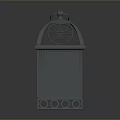 Gray 3D Lantern Model With Intricate Lattice Design And Base Accents