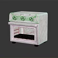 Silver Stainless Steel Countertop Oven With Glass Door And Control Knobs 3d model
