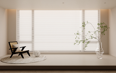 Modern venetian blinds dream curtain vertical curtain leisure chair green plant ornaments 3d model