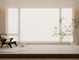 Modern venetian blinds dream curtain vertical curtain leisure chair green plant ornaments 3d model