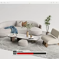 Quiet Sofa Tea Table Combination Sofa Coffee Table 3d model