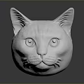 White Cat Head Sculpture 3D Model With Detailed Features And Smooth Texture 3d model