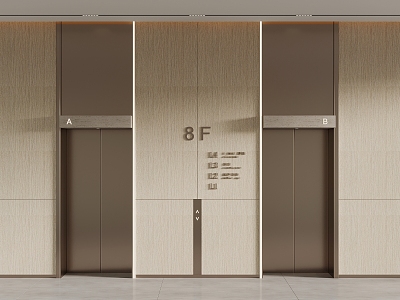 modern elevator hall elevator room 3d model