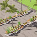 Modern Tree Planters Design With Trees And Green Plants In Urban Landscape