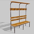 Wooden Stool Bench Changing Stool Wooden Iron Frame 3d model