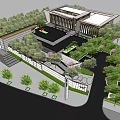 Modern Building Exterior With Large Glass Windows Wooden Facade Landscaped Garden Seating Areas And Steps